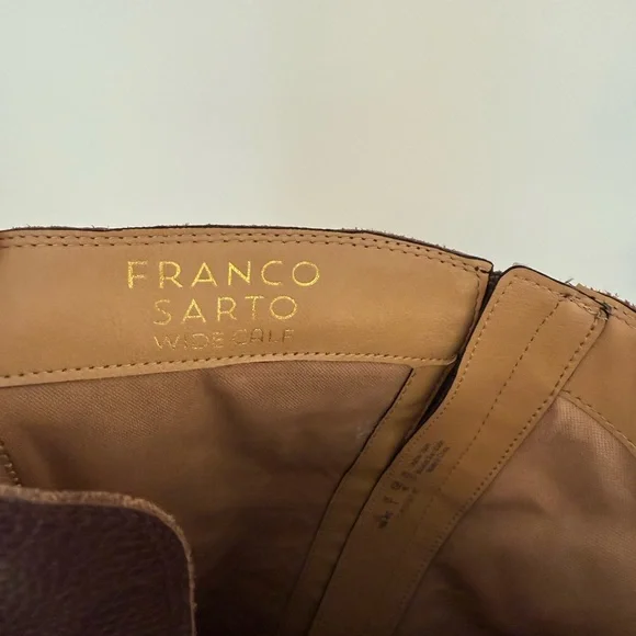 Like New! Franco Sarto Brown Leather Knee-High Boots wide calf - Picture 4 of 9